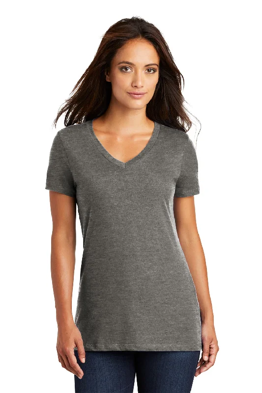 District Womens Perfect Weight Short Sleeve V-Neck T-Shirt - Heather Charcoal Grey