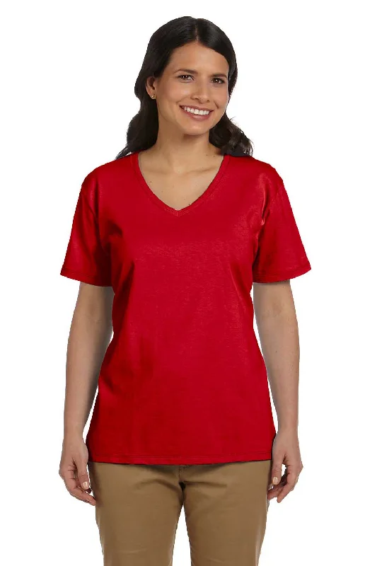 Hanes Womens ComfortSoft Short Sleeve V-Neck T-Shirt - Deep Red - Closeout