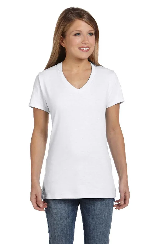 Hanes Womens Nano-T Short Sleeve V-Neck T-Shirt - White