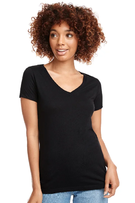 Next Level Womens Ideal Jersey Short Sleeve V-Neck T-Shirt - Black