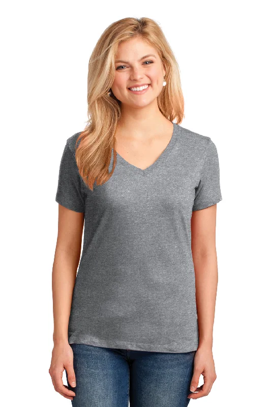 Port & Company Womens Core Short Sleeve V-Neck T-Shirt - Heather Grey