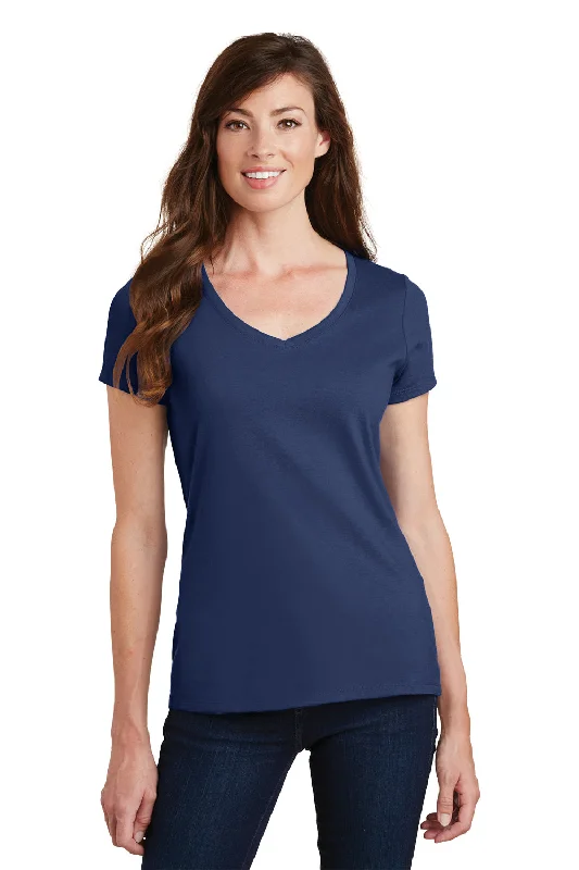 Port & Company Womens Fan Favorite Short Sleeve V-Neck T-Shirt - Team Navy Blue