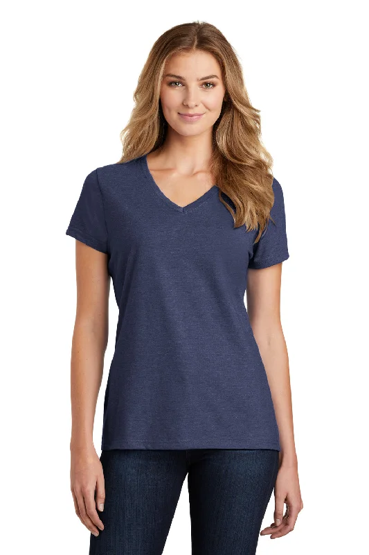 Port & Company Womens Fan Favorite Short Sleeve V-Neck T-Shirt - Heather Team Navy Blue