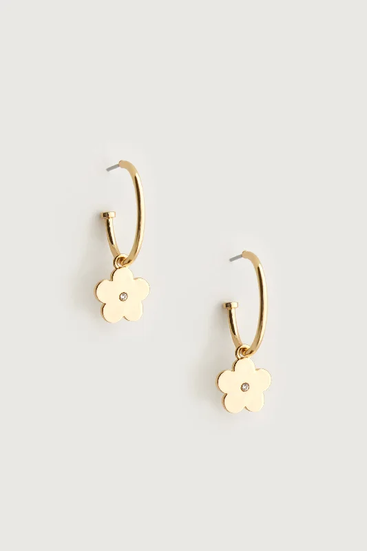 FLOWER CHARM HOOP EARRING