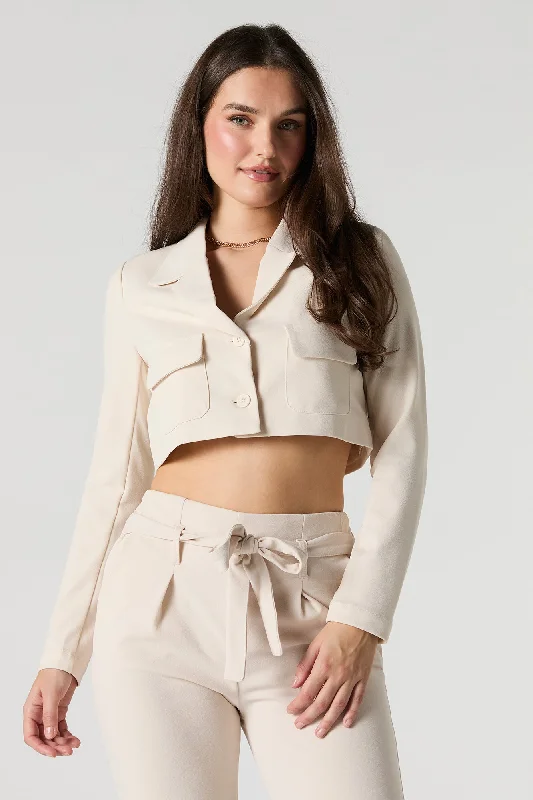 Button Front Cropped Blazer