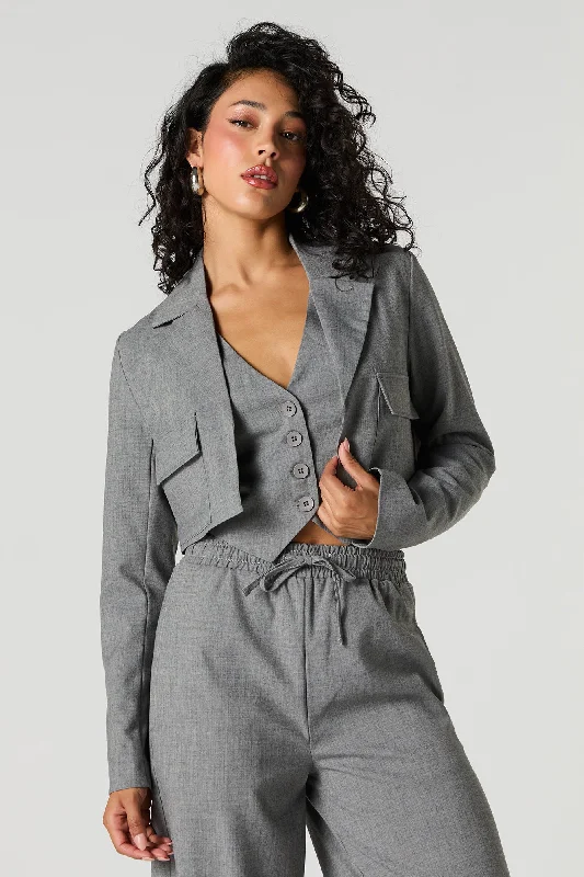 Open Front Cropped Blazer