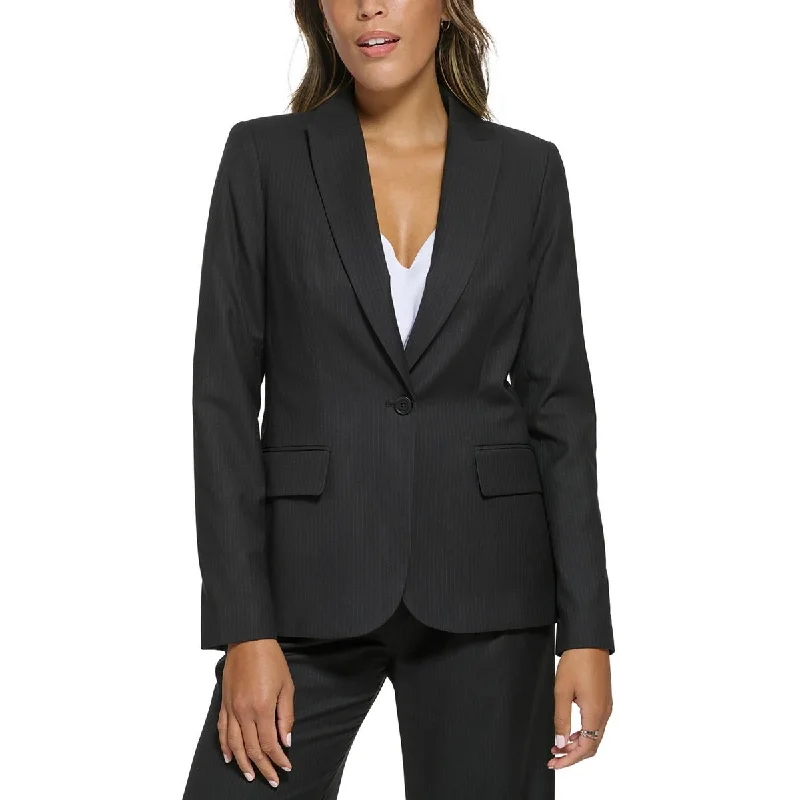 Calvin Klein Womens    Pinstripe  One-Button Blazer