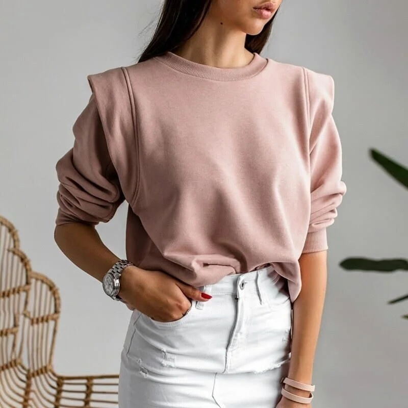 DressBetty - Casual slim women hoodies sweatshirt Pink knitted streetwear