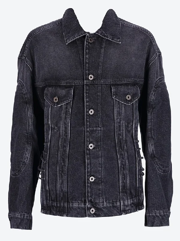 Lacing and elbow bonding detail Denim jacketStreetwear Jackets