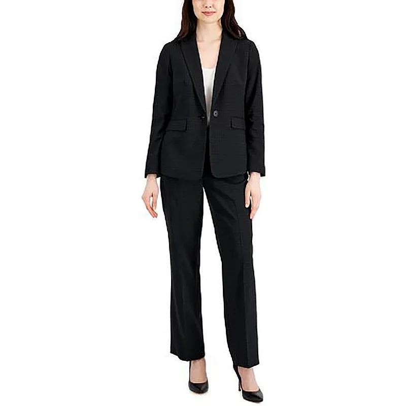 Le Suit Womens Heathered Work Wear One-Button Blazer