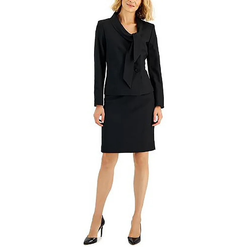 Le Suit Womens Petites Tie Neck Business Two-Button Blazer