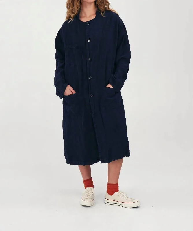 Linen Lab Coat In NavyLace-Up Jackets