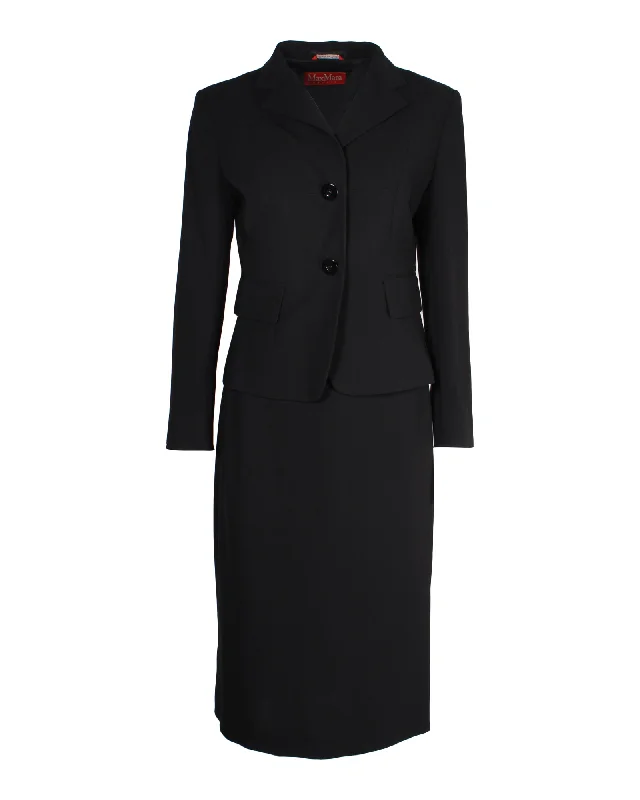 Max Mara Studio Jacket Skirt Suit in Black Triacetate