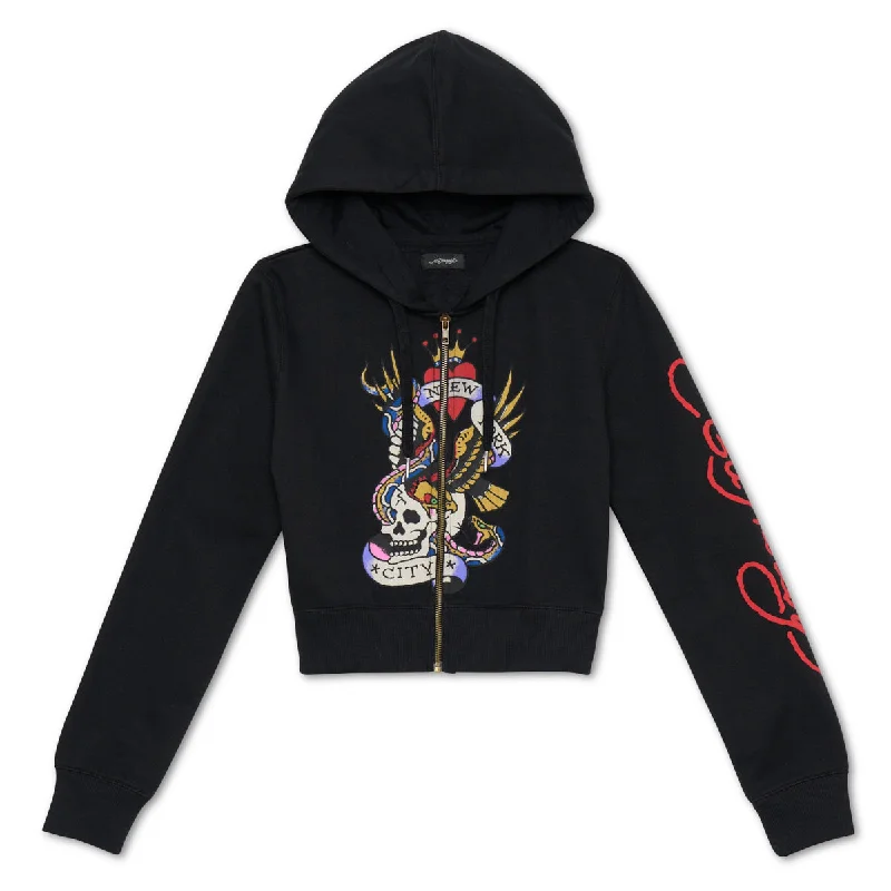 Nyc Skull Cropped Hoodie