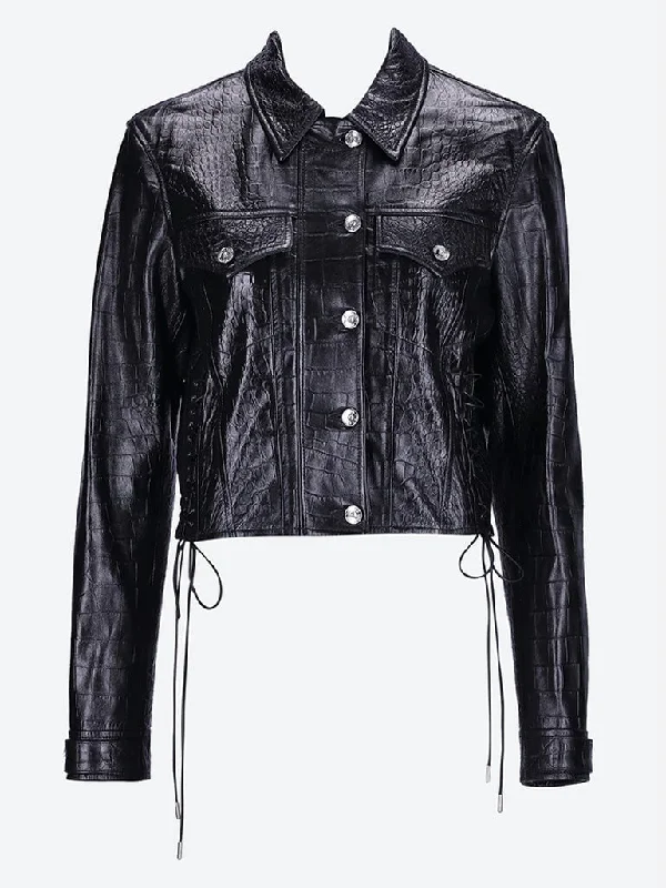 Embossed croco shiny leather jackeRetro Jackets