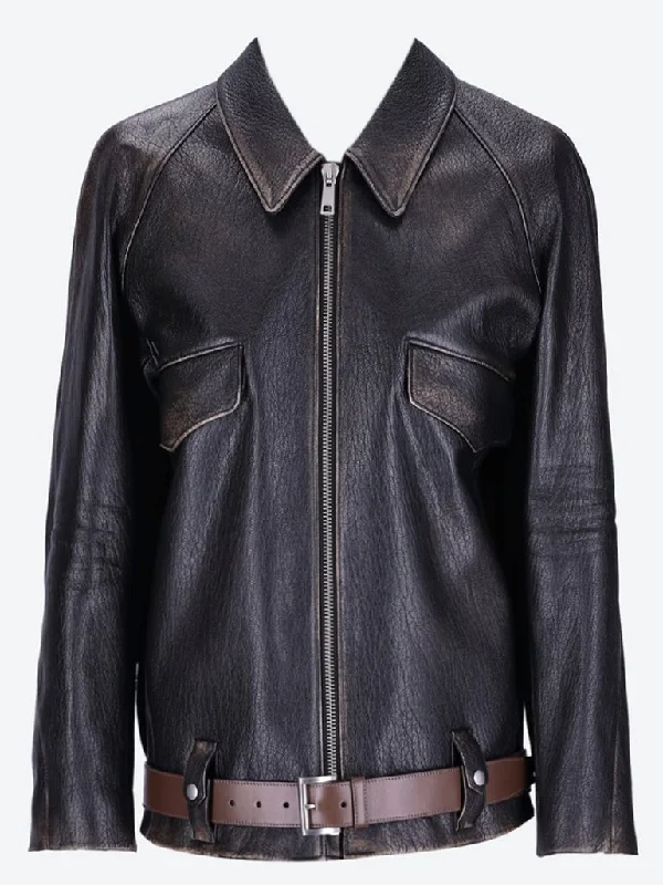 Capra leather belt jacketLeather-Paneled Jackets