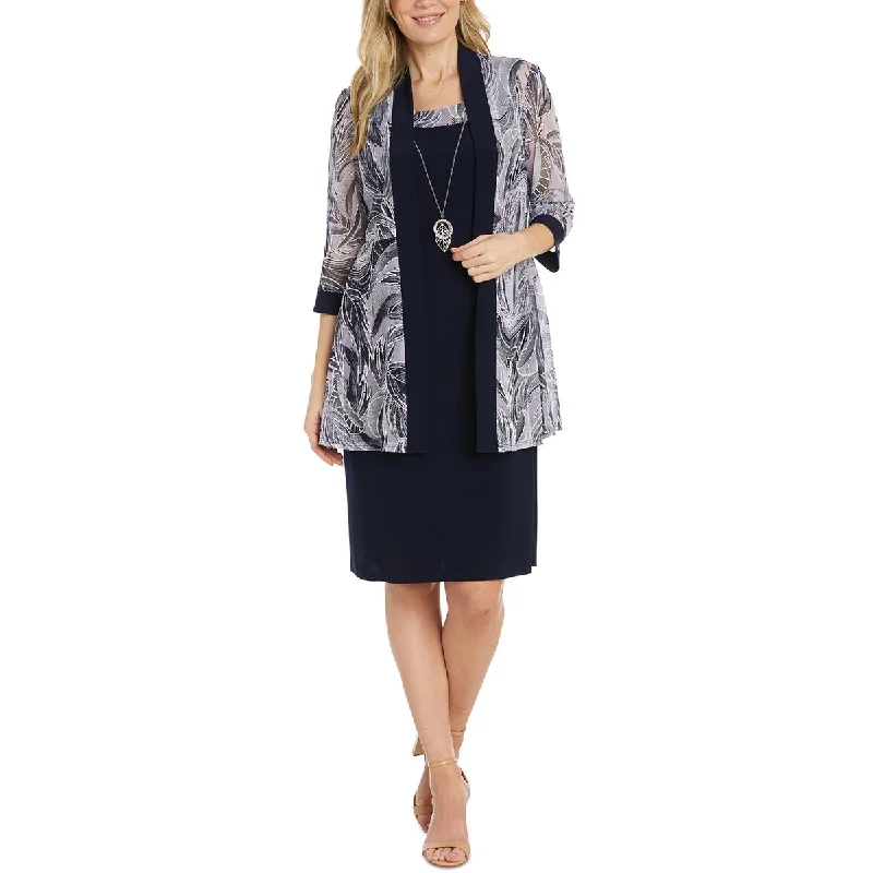 R&M Richards Womens Printed  Open-Front Blazer