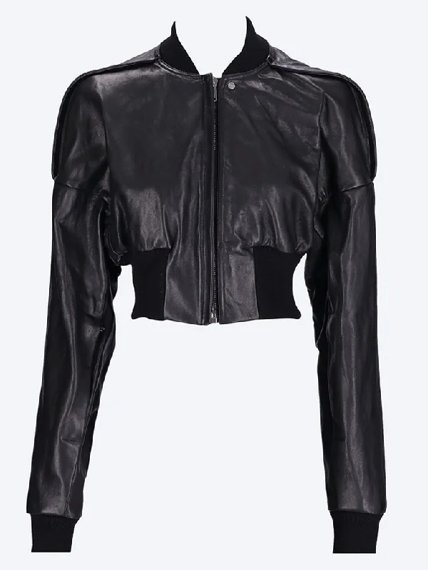 Flight cropped leather bomber jackeOutdoor Jackets