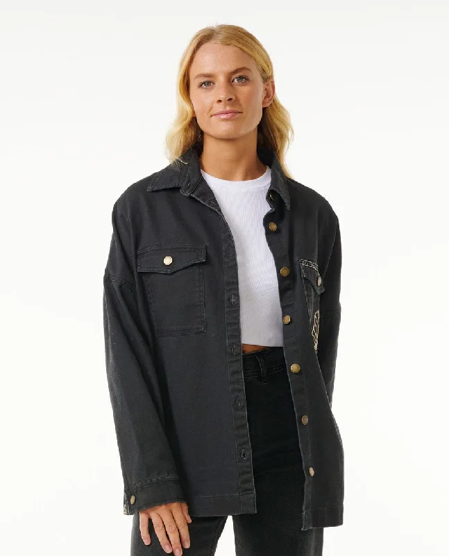 Rip Curl Soleil Embroidered Denim Jacket-Washed BlackVelvet Jackets