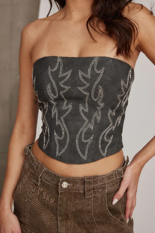 Smoke Show Faux Leather Tube Top