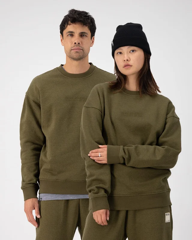 Verdant Merino Organic Cotton Crew - Dark Olive