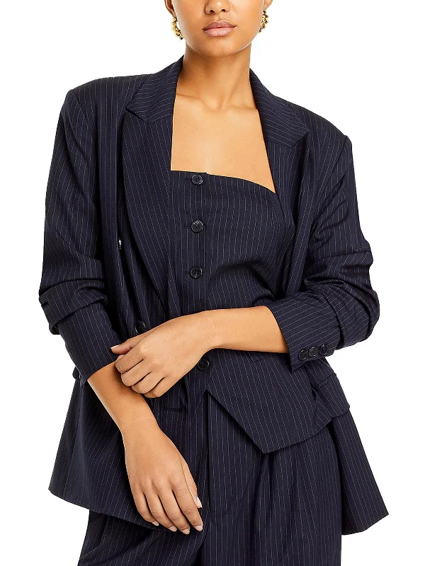 Vesper Womens Pinstripe Suit Separate Double-Breasted Blazer