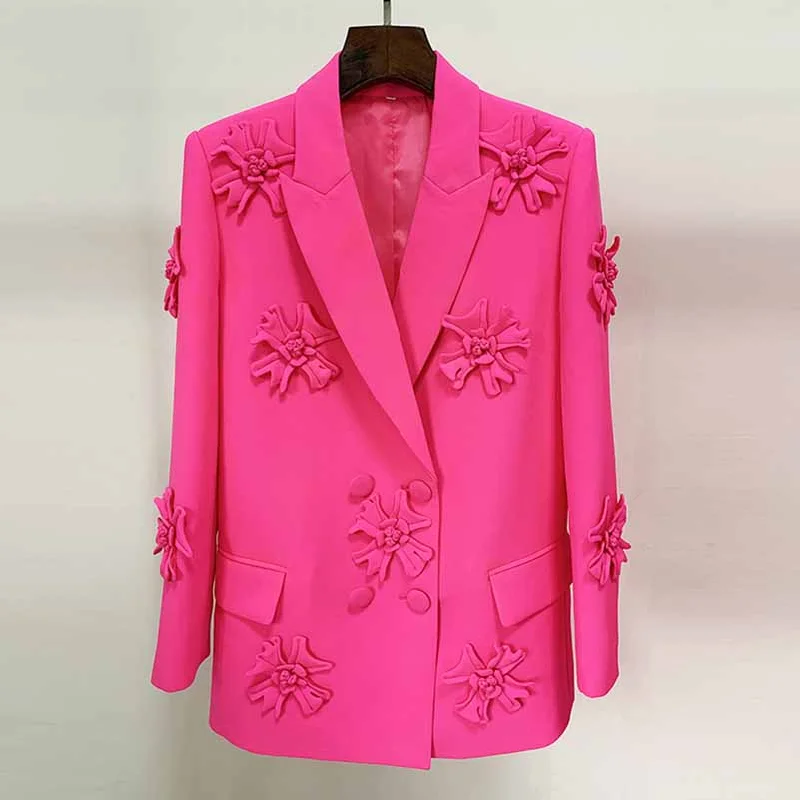 Women Crepe Couture Applique Jacket Fashion Coat