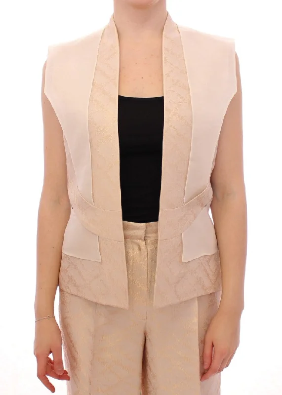 Zeyneptosun  brocade sleeveless jacket Women's vestSafari Jackets