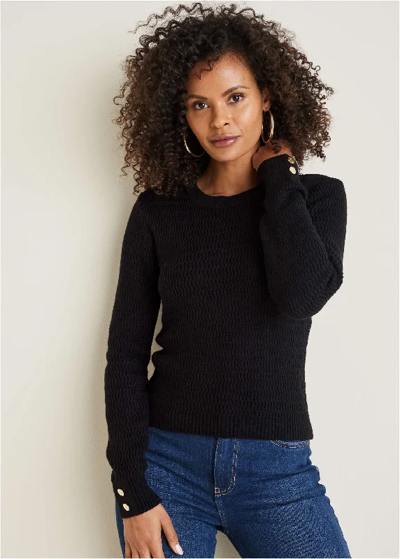 Open Stitch Sweater - Black