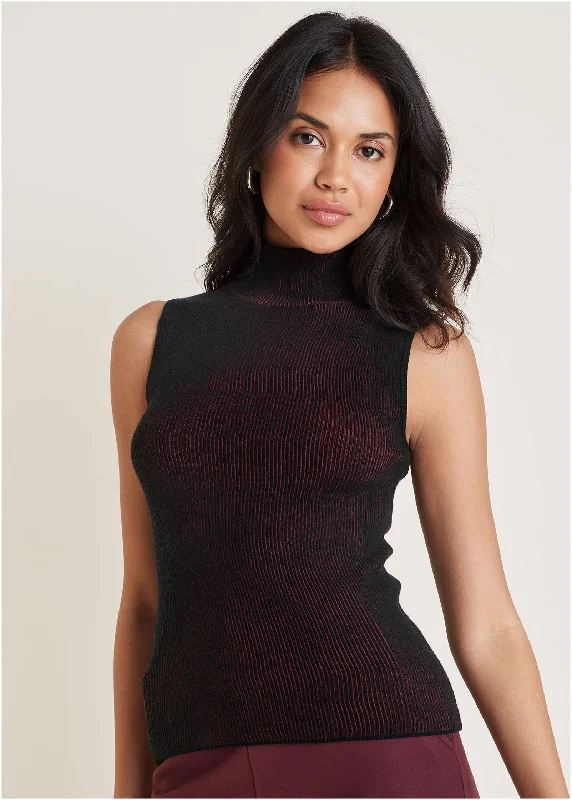 Plaited Tank Sweater - Wine