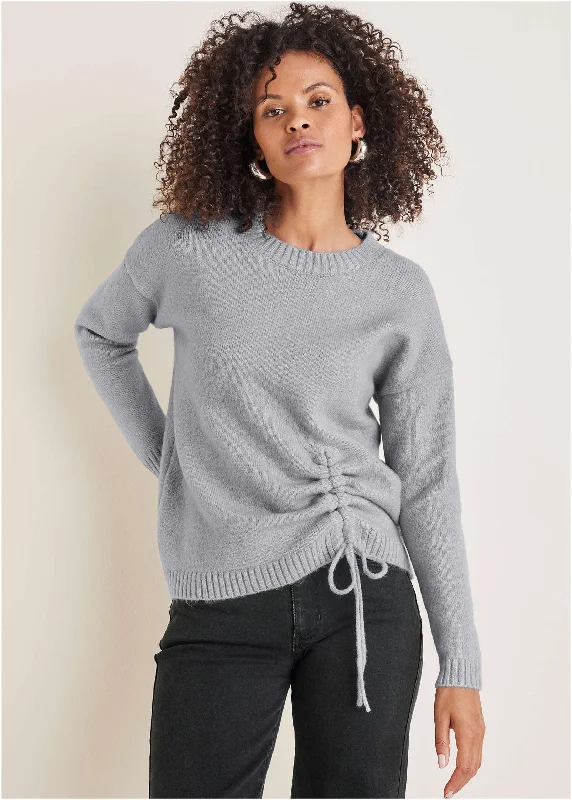 Ruched Sweater - Light Heather Grey