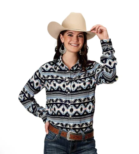 03-050-0590-2063 Roper Women's Five Star Collection LS Shirt Aztec Print