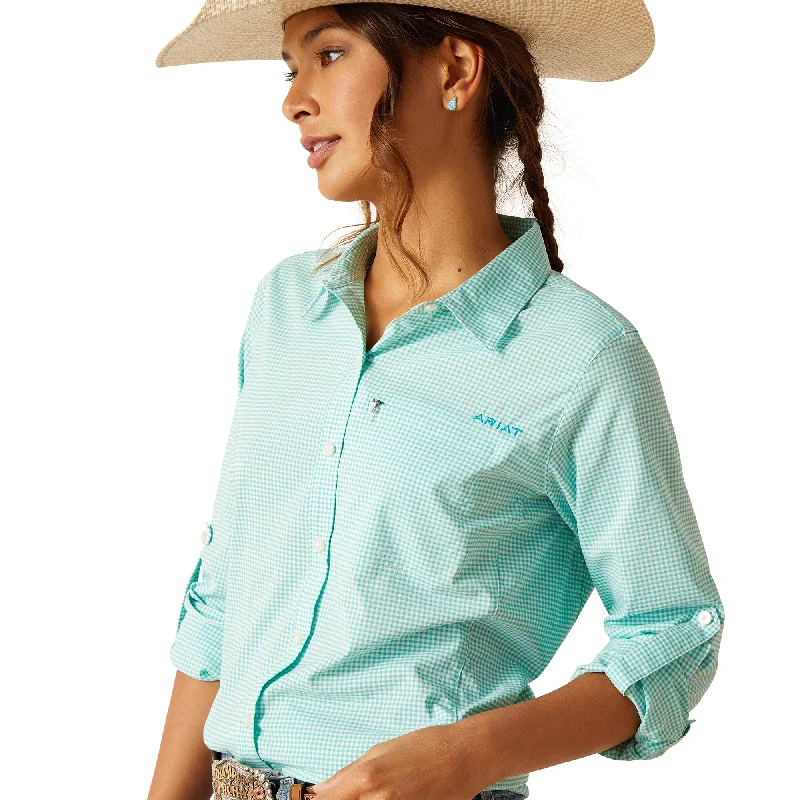 10048857 Ariat Women's Western Venttek Stretch LS Shirt Baltic Check