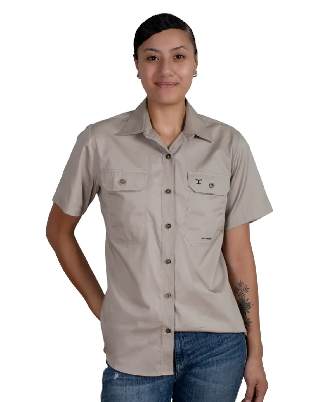 50504STN Just Country Women's Maggie Short Sleeve Full button Work shirt Stone