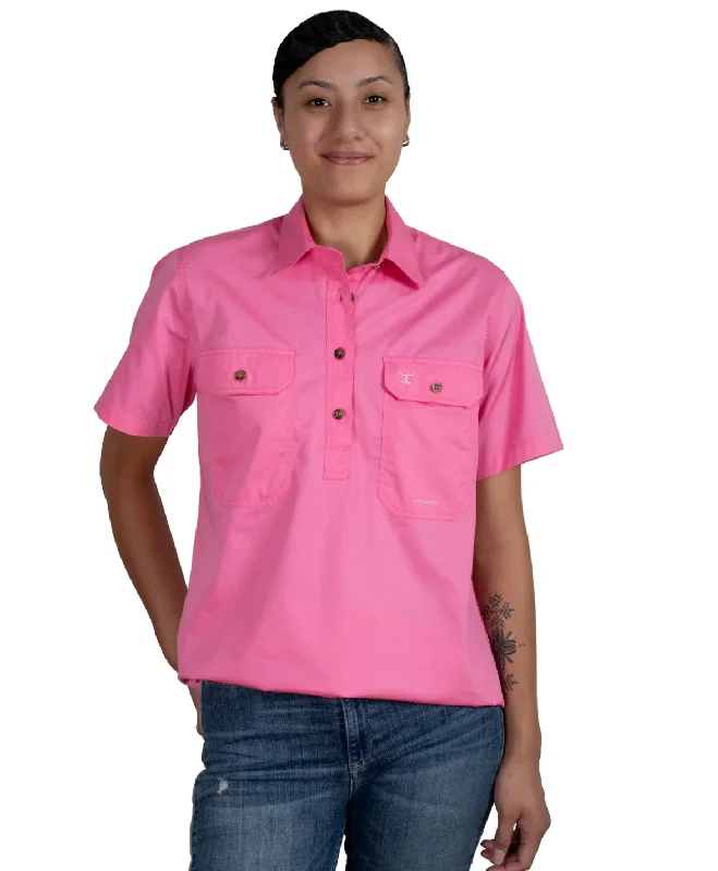 50506ROS Just Country Women's Evie Short Sleeve Half button Work shirt Rose