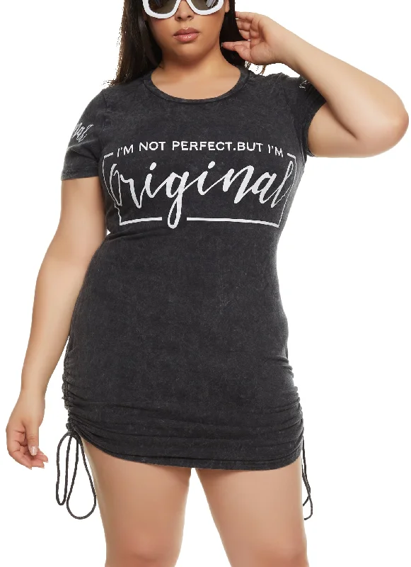 Plus Size Not Perfect But Im Original Graphic T Shirt Dress