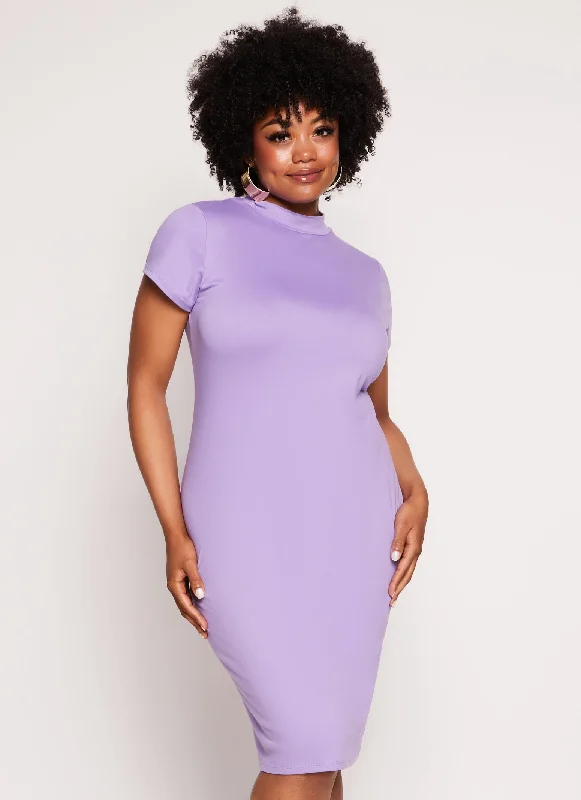 Plus Size Mock Neck T Shirt Dress