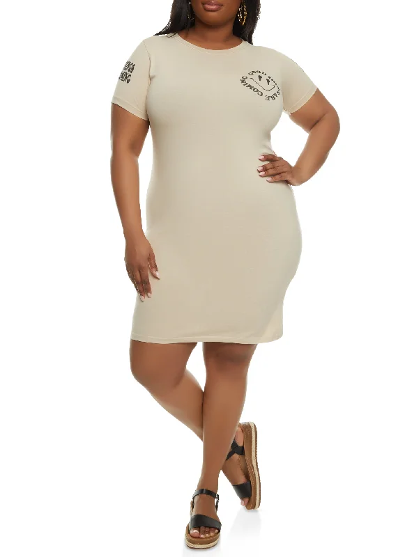 Plus Size Good Things Are Coming Graphic T Shirt Dress