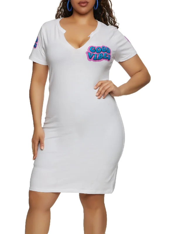 Plus Size Good Vibes Graphic T Shirt Dress