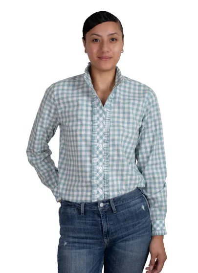 WWLS2447 Just Country Women's Abbey Frills Dusty Blue Check