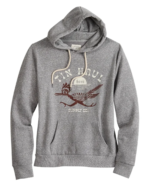 WOMENS TIN HAUL PULLOVER HOODIE SUPPLY ROAD RUNNER SCREEN PRINT TRIBLEND FLEECE