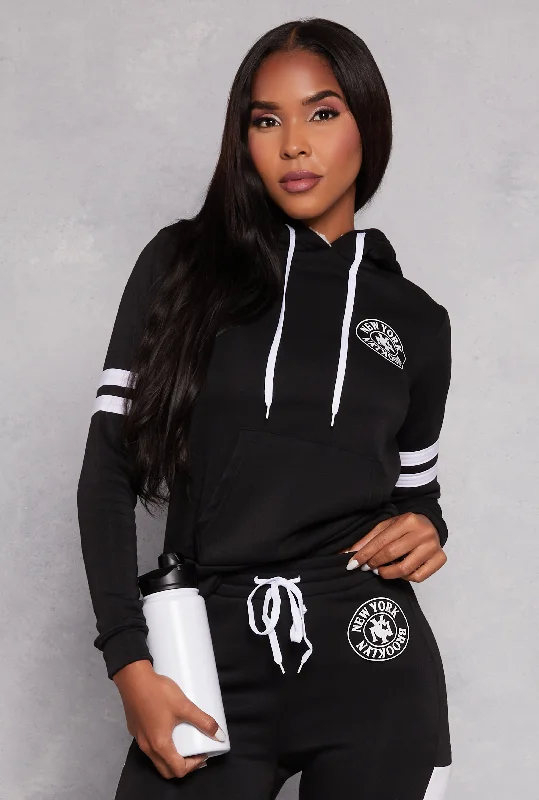 Fleece Lined New York Graphic Pullover Hoodie