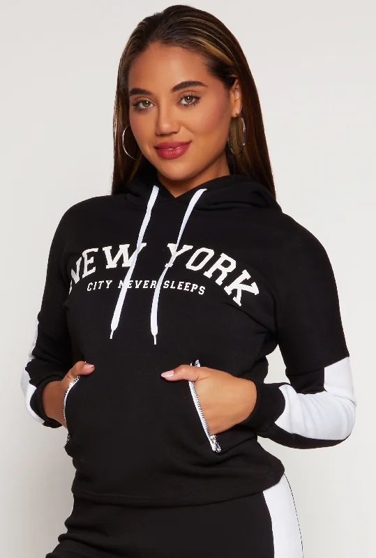 New York Sherpa Lined Pullover Hoodie