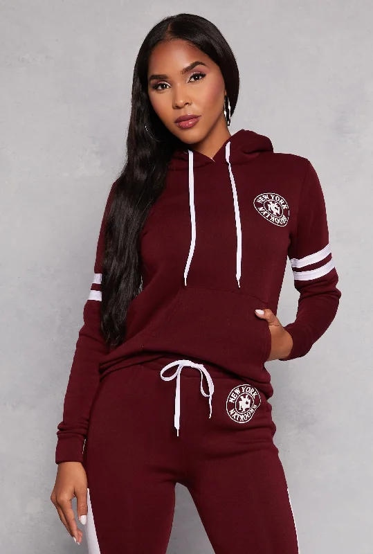 Fleece Lined New York Graphic Pullover Hoodie