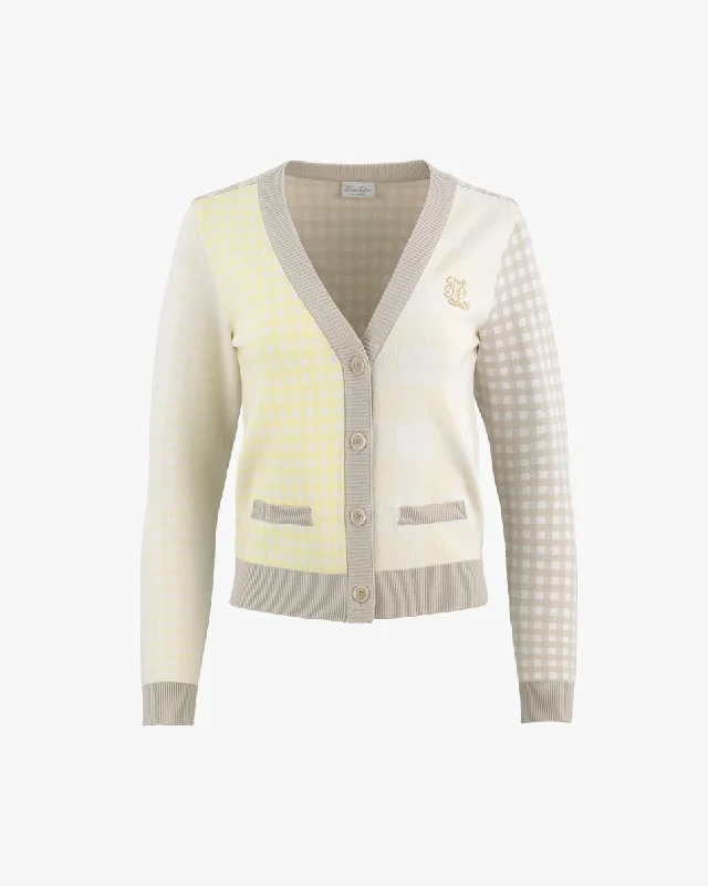 FL Gingham Checkered Cardigan - Lemon