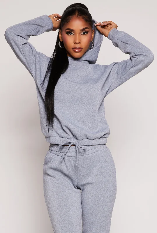 Drawstring Hem Pullover Hoodie