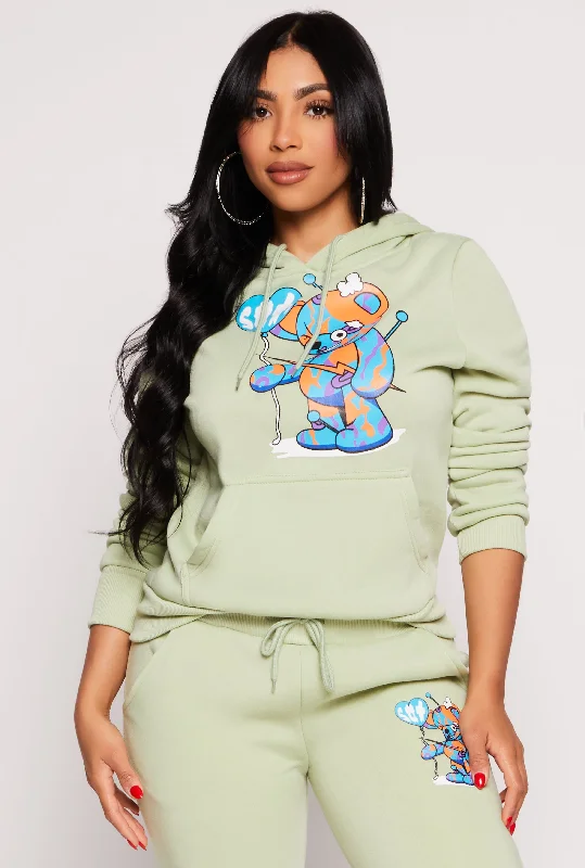 Fleece Bear Graphic Pullover Hoodie