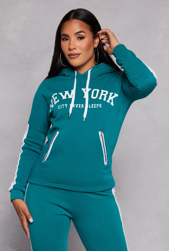 New York Sherpa Lined Pullover Hoodie