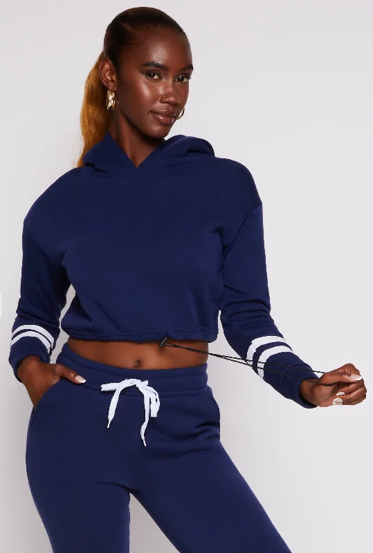 Sherpa Lined Cropped Pullover Hoodie