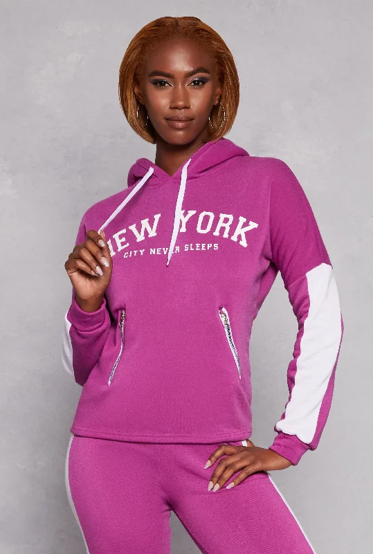 New York Sherpa Lined Pullover Hoodie